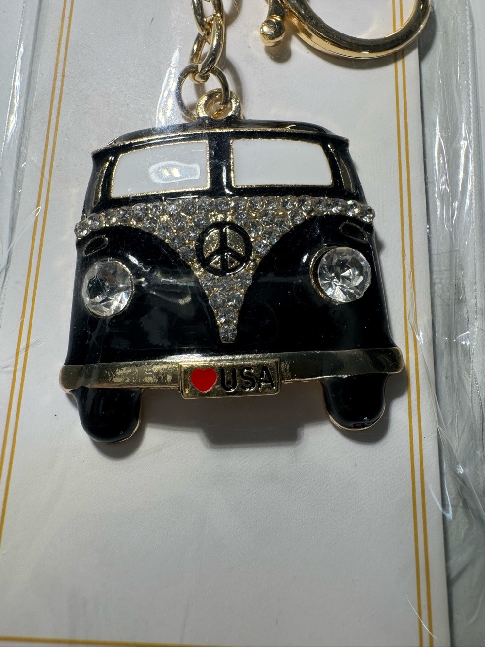 VIintage VW Bus Charm Keyring - Picture 2 of 3